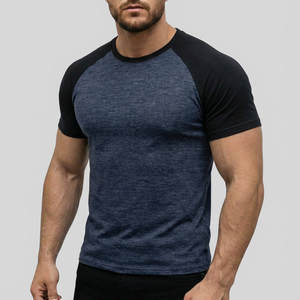 T-shirt en jersey raglan à manches courtes pour hommes, en coton respirant, décontracté et sportif - Product Image 4