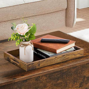 Grand plateau en bois de pin avec poignées découpées Plateau de service vintage pour les collations au café ou les repas sur la table à manger Utilisation d'affichage décoratif - Product Image 3