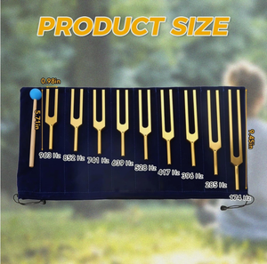 Ensemble de diapasons dorés de 9 pièces avec mallette en velours pour instruments de musique - Product Image 2