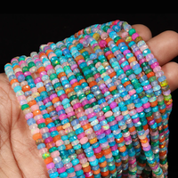 Perles Rondelles Facettées en Opale Éthiopienne Disco de Haute Qualité pour la Fabrication de Bijoux, 16 pouces, Opale de Feu Welo Multicolore 4-5mm, Perles en Gros