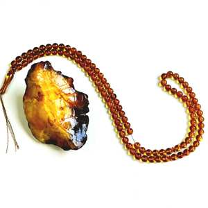 Perles d'ambre baltique rondes authentiques, misbaha en pierre naturelle perlée, tasbeeh fait main, subha en résine unique, cadeau musulman pour l'Aïd - Product Image 5