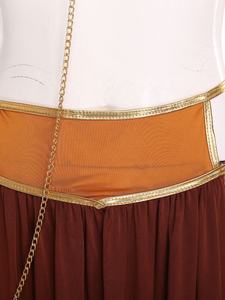 Disfraz de lencería de princesa árabe para mujer, falda maxi, sujetador metálico y gargantilla con cadena, ropa de danza del vientre, para una cita temática - Product Image 5