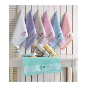 Nordic Cleaning Pure Organic Embroidered Cotton GOTS Certificate Standard Size Wholesale Personalized <b>Kitchen</b> Towels From India - Product Image 4