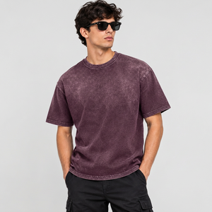 Camiseta Extra Grande Personalizada para Hombre, 100% Algodón, Estilo Vintage Lavado, Informal, con Logotipo Estampado Vintage, Hombros Caídos, Corte Informal - Product Image 1