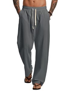 Fashion <b>Trousers</b> For Men 100% Cotton Comfy Baggy Solid Joggers Pants Soft Yoga Lightweight Streetwear Lounge Casual Pants Pocket - Product Image 2