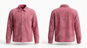 Chemise boutonnée en faux daim avec logo personnalisé de haute qualité à 100 %, manches longues, vêtements décontractés, chemises habillées élégantes pour hommes - Product Image 5