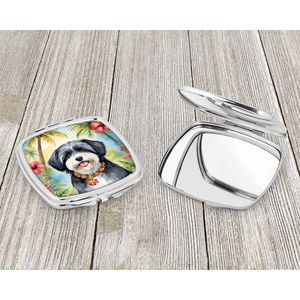 Espejo de maquillaje de viaje compacto Havanese Luau, espejo decorativo de mano plegable portátil para mujeres y niñas, Ideas de regalo de bolsillo - Product Image 3