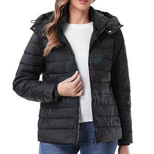 Veste d'hiver rembourrée en duvet unisexe, personnalisée, de haute qualité, nouvelle, noire, à capuche, en laine, avec fermeture éclair, fine, coupe-vent, imperméable - Product Image 3