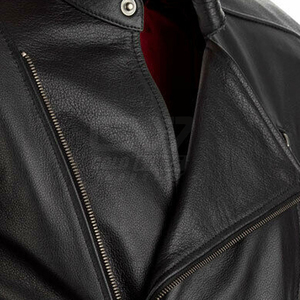 <b>Men's</b> Genuine Leather Motorcycle <b>Jacket</b> Stand Collar Zipper Closure Slim Fit Moto <b>Biker</b> Style Autumn Wear - Product Image 5