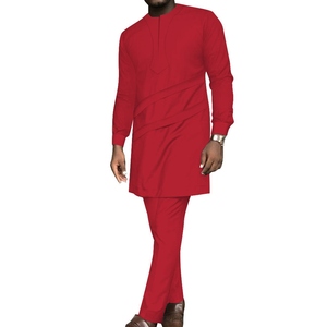 Conjunto de 2 Piezas de Ropa Musulmana para Hombre, Camisa y Pantalones Casuales, Estilo Africano, Transpirable, Tejido de Primavera, Poliéster/Algodón, Inyección Directa - Product Image 2