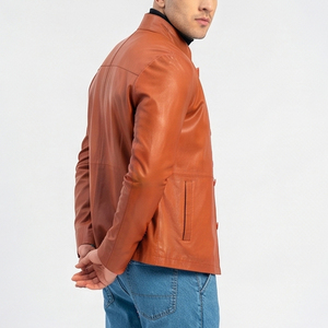 <b>Men's</b> Vintage Leather Jacket Button Down <b>Long</b> Sleeve Street Fashion Leather Jacket <b>Men</b> Manufacture Vintage Zipper Leather <b>Coat</b> - Product Image 3