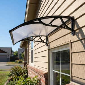 Auvent en polycarbonate alvéolaire avec supports en aluminium, protection solaire et pluie <span class=keywords><strong>pour</strong></span> <span class=keywords><strong>entrée</strong></span> extérieure - Product Image 1