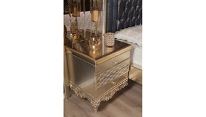 Luxury Art Deco <b>Solid</b> Teak <b>Wood</b> Bedroom Set King Size Bed Mirrored Wardrobe 2 Nightstands <b>Dressing</b> <b>Table</b> Luxury Furniture - Product Image 3