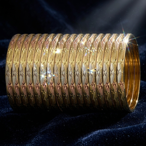 Pulsera de Lujo ORO-Z, Chapada en Oro Tricolor, Aleación de Cobre, Diseño Geométrico Étnico, 6MM de Ancho, Certificada por Terceros, Elegante, para Mujer - Product Image 3