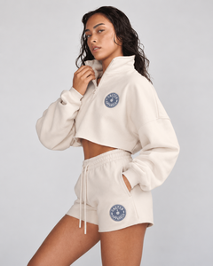 ONETEN APPAREL Conjunto de 2 Piezas de Shorts de Forro Polar para Mujer, Sudadera Corta con Logotipo Bordado, Ropa Deportiva Informal - Product Image 4