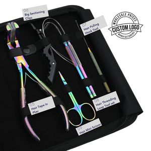 Kit d'outils professionnels pour extensions capillaires : Pince à micro-anneaux, Pince à bandes adhésives, Coupe-keratine, Ciseaux à boucles, Pince à doigts - Product Image 4