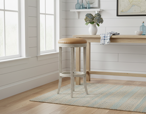 Chaise de bar contemporaine à cadre rond, tabouret de bar en bois rond robuste, base ronde moderne, tabouret de comptoir en bois d'hévéa, styles classiques - Product Image 1