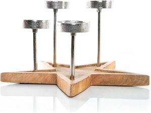 Wreath Candle Holder <b>Frame</b> for 4 Candles Decorative Star Christmas Wooden & Metal Candle Holder for Christmas Decorating - Product Image 2