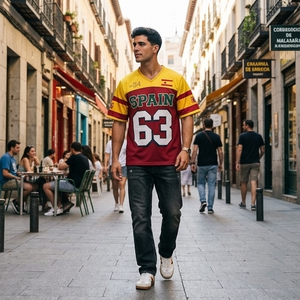 Camiseta de Baloncesto de España Unisex con Cuello en V, Manga Corta, Malla Sublimada de Poliéster Transpirable, Ropa Deportiva para Adultos, Talla 63 - Product Image 2