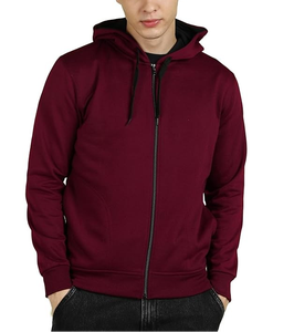 Vente directe usine – Sweat à capuche pour homme 100 % coton 340 GSM, logo personnalisé, options multicolores unies, coupe classique, fermeture éclair intégrale - Product Image 4