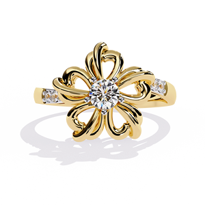 Anillo de oro macizo de 14k para mujer con diseño minimalista de forma única y diamante de corte redondo, ideal para regalo, compromiso, aniversario o boda. - Product Image 1