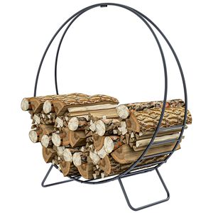 Support à bois de chauffage robuste de 40 pouces avec housse imperméable noire pour intérieur et extérieur, également support de rangement pour manteaux pour femmes - Product Image 1