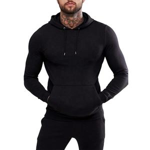 Ensemble de survêtement noir à capuche pour homme, sweat-shirt à manches longues avec pantalon, tenue décontractée d'automne, coupe ajustée, respirant, en spandex et polyester - Product Image 3