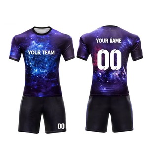 Tenue de football bleu marine, blanc et vert fluo, maillot et short de football personnalisés, kit d'équipe sublimé, fabricant d'uniformes de football - Product Image 4
