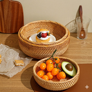 Essential Elegant Natural Rattan <b>Basket</b> For Restaurant Serving And Dining Table <b>Display</b> Hand Woven Rattan <b>Basket</b> For Snacks 2026 - Product Image 1