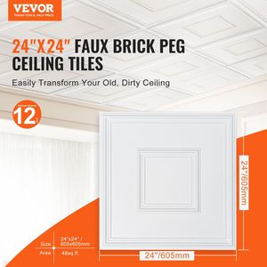 Confezione da 12 Piastrelle Premium in PVC per Controsoffitto 60x60 cm, Facili da Installare/Tagliare, Piastrelle in Plastica Adesive - Product Image 2