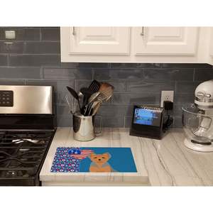 Tabla de cortar de cocina de gran tamaño americana de EE. UU., diseño de corte de cachorro azul bronceado para platos templados decorativos de Yorkshire Terrier - Product Image 2