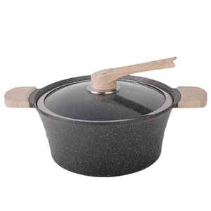Cocotte en fonte émaillée blanche avec couvercle et bouton en bois, pot à frire, rétention de chaleur, ustensile de cuisine - Product Image 3