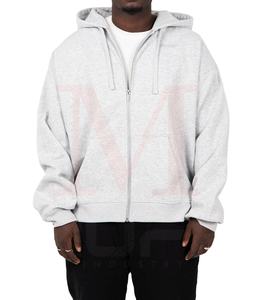 2024สเวตเตอร์มีฮู้ดสำหรับผู้ชายผ้าฝ้าย100% มีซิปสไตล์สตรีทแวร์สีล้วนพิมพ์ลายย้อมสีล้วนบริการ OEM - Product Image 1