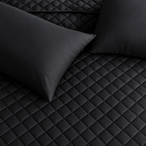 Black Micro Sateen <b>Bedspread</b> 3 Pcs Solid Diamond Stitch Bedding All Season Home Use Durable Style - Product Image 3