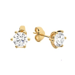 Élégantes boucles d'oreilles clous rondes 1 carat chacune en or massif 14K avec diamants de laboratoire IGI pour femme – Bijoux de mode au look moderne - Product Image 4