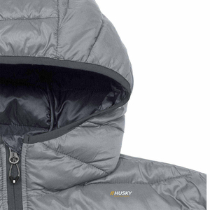 Husky <b>Men's</b> Hooded Puffer <b>Jacket</b> Gray Windproof <b>Winter</b> Casual Zipper Front Solid Color Polyester Wadding Regular Fit - Product Image 6