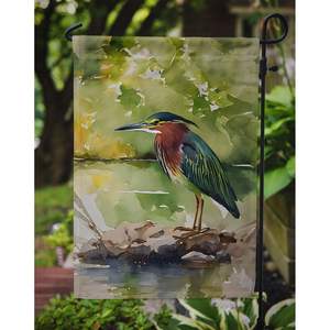 Multicolor <b>Garden</b> <b>Flag</b> Featuring Green Heron Artwork for Mailbox Patio & Yard Decor for Flower Beds <b>Garden</b> Size - Product Image 3