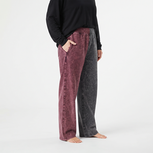 Wholesale Women’s Oversized Acid Wash Two Tone Joggers <b>Split</b> Color Loose Fit Sweatpants Casual Track <b>Trousers</b> - Product Image 3