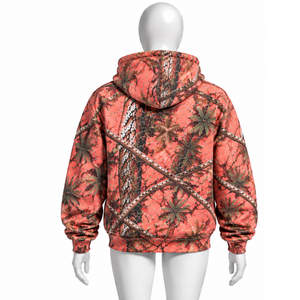 Coral Nature Print <b>Zip</b> Up <b>Hoodie</b> Mens Outdoor Style Hooded Sweatshirt with Drawstring Front <b>Pockets</b> Casual Winter Streetwear - Product Image 2