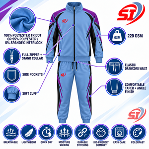 SAAJAN INTERNATIONAL Conjunto Deportivo de Invierno Personalizado para Niños, Chaqueta y Pantalones 100% Algodón con Cierre Completo para Clubes y Deportes Escolares - Product Image 6