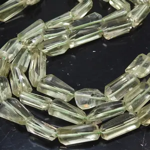 Green Amethyst Faceted Step Cut Tumble Nugget