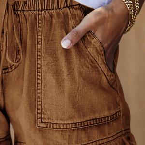 Shorts Vaqueros Vintage de Cintura Alta para Mujer, Tela Denim Suave y Elástica, Ecológicos, Personalizables, Cómodos, Modernos, Casuales, Estampados de Verano - Product Image 5
