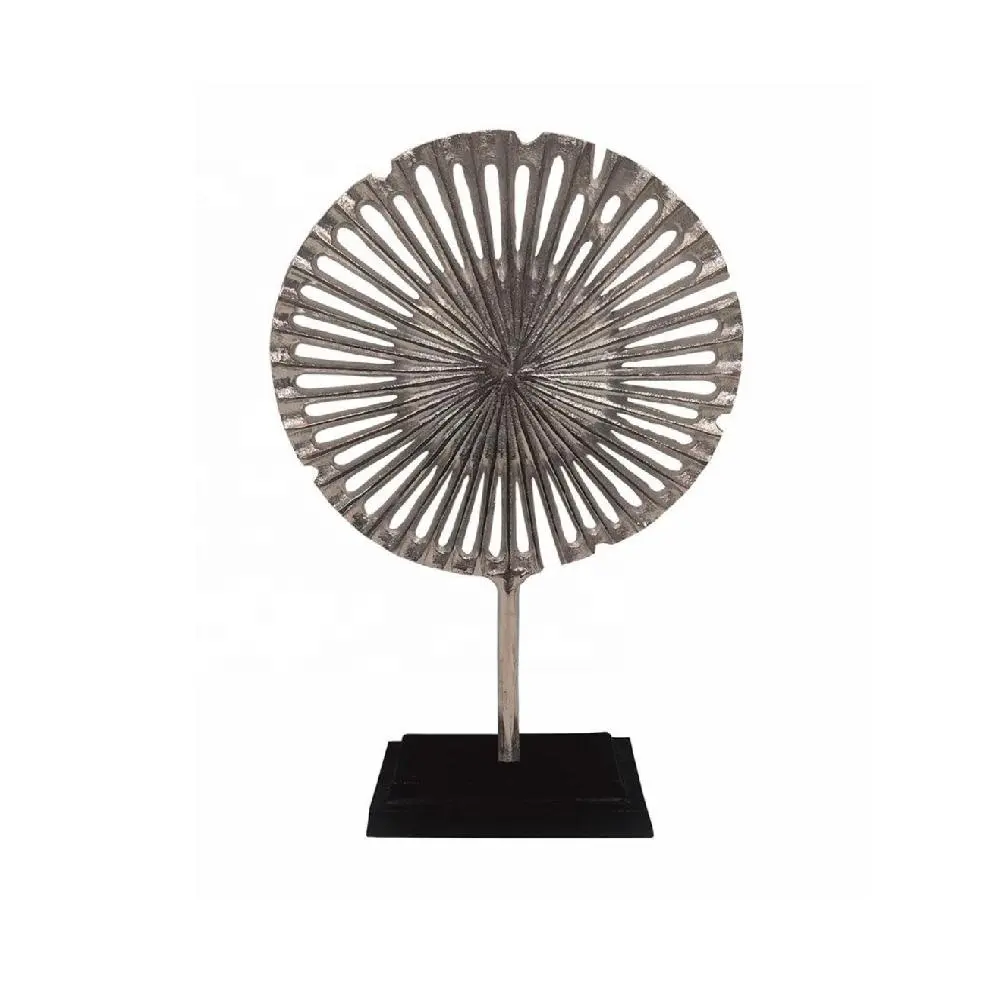 Handmade Round Metal Sculpture Copper Look Star Burst Medallion Shape on Metal Base Bookcase Bookshelf Modern Decorative