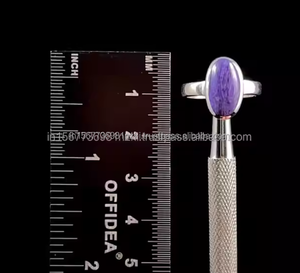 Anillo de charoita de Plata de Ley 925 hecho a mano de alta calidad para mujer, anillo de compromiso de piedra natal Bohemia púrpura, regalo de joyería de tendencia - Product Image 1