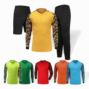 Custom Soccer Goalkeeper Kit Long Sleeve V-<b>neck</b> Moisture-Wicking Breathable <b>Padded</b> Polyester Jersey Set Elastic Waist Unisex - Product Image 4