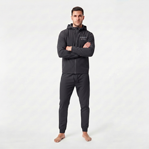 Men's Nylon Polyester Tracksuit Set Full Zip Hoodie Hooded <b>Jacket</b> Jogger Pants Custom <b>Reflective</b> Logo Athletic Sportswear - Product Image 4