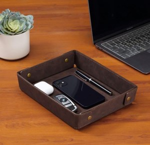 Bandeja de Cuero Genuino con Base Gruesa, Construcción Duradera, Organizador de Escritorio, Tamaño Personalizado, Bandeja de Cuero Real GLTY-0075 - Product Image 1