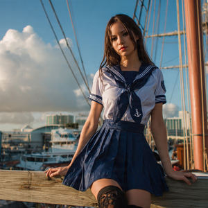 Conjunto de Disfraz de Animadora, Estilo Uniforme, Top Corto con Falda Plisada, Disfraz de Cosplay - Product Image 4