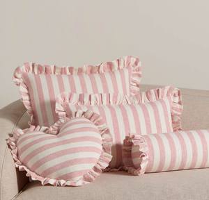 Fundas de Cojín a Rayas Tejidas 100% Algodón, Fundas Decorativas para Almohadas de Estilo Rústico, Fundas de Almohada de Algodón con Borde de Volantes Suaves - Product Image 1