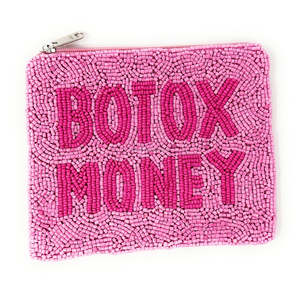 Monedero de lujo con cita divertida y cuentas, bolsa para dinero estilo Botox, mini cartera personalizada con cuentas de semillas, bordado hecho a mano, regalo bohemio al por mayor - Product Image 1